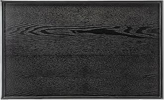 32 x 20 Inches Extra Large Solid Wood Serving Tray for Tea Coffee Table Snack Food Meals Serving Plate Kitchen Party Bar Breakfast Server with Raised Edges Black Wooden Decorative Ottoman Tray