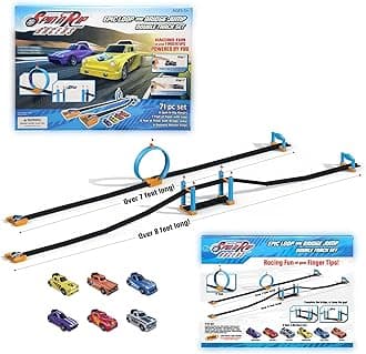| Loop and Bridge Jump Mega Set | Fun Race Track for Toy Cars | Perform Cool Stunts and Race Head to Head | 6 Toy Cars Included