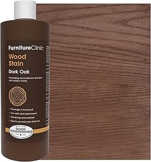 Furniture Clinic Wood Stain | Dark Oak | Water Based | Fast Drying, Low Odor, & Non-Toxic | for Indoor & Outdoor Furniture and More | Multiple Finishes | (17oz / 500ml)