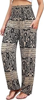 QIANXIZHAN Women's Harem Pants, High Waist Yoga Boho Trousers with Pockets
