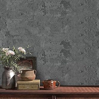 VaryPaper 15.7" x 315" Industrial Dark Grey Concrete Wallpaper Peel and Stick Grunge Cement Wallpaper for Bedroom Living Room Removable Self Adhesive Concrete Contact Paper for Countertops Waterproof