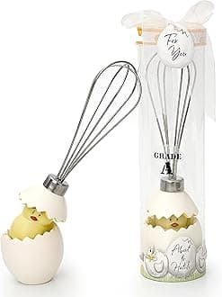 Kate Aspen Stainless-Steel Egg Whisk in Showcase Gift Box Baby Shower Favor, Silver/White