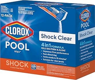 Clorox Pool & Spa Shock Clear, Pool Chemicals, Swim-Ready in 15 Minutes, Fast-Dissolving for Crystal Clear Water 12-Pack