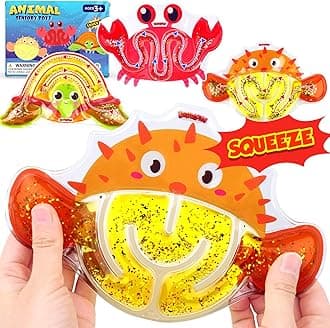 Autism Sensory Toys for Kids: 3 Pack Fidget Toy Sensory Tube Filled with Colorful Goo, Glitter - Animal Sensory Toys for Kids with Autism - Christmas Stocking Stuffers, Fidgets for Classroom