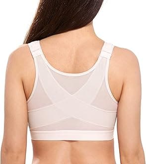 DELIMIRA Women's Full Coverage Front Closure Wire Free Back Support Bra Rose White 90H