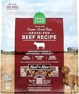 Freeze Dried Raw Dog Food, Morsels with 95% Meat, Organs & Bone, Organic Produce & Superfoods, Complete Meal or Freeze Dried Dog Food Topper, Grass-Fed Beef Recipe, 13.5oz Bag