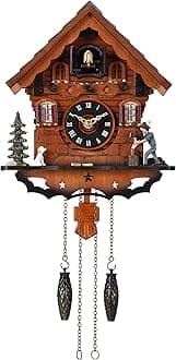 Kintrot Cuckoo Clock Traditional Black Forest Clock Antique Wooden Pendulum Quartz Wall Clock