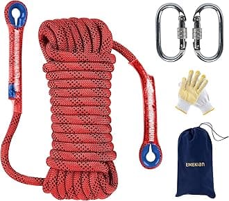 Indoor Outdoor Climbing Rope, Static Rock Climbing Rope for Escape Rope, Ice Climbing Equipment, Fire Safety Rescue Rope, with Non Slip Gloves