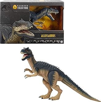 Jurassic World Hammond Collection Allosaurus Dinosaur Action Figure, Premium Movie Design, Glass Eyes & Wired Tail, 19 Points of Articulation (Amazon Exclusive)