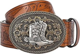 Western Cowboy Cowgirl PU Leather Ladies Belt for Jeans Dresses Pants