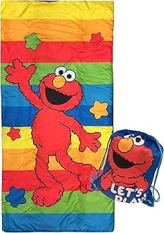 Jay Franco Sesame Street Lets Play Slumber Sack - Cozy &amp; Warm Kids Lightweight Slumber Bag/Sleeping Bag - Featuring Elmo (Official Sesame Street Product)