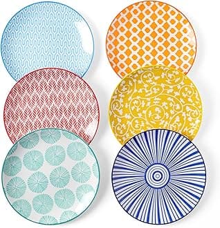 Selamica Ceramic Dessert Plates Set of 6, 6 Inch Mini Dinner Plates for Cake Snacks Side Dish, Microwave & Dishwasher Safe