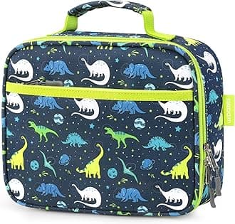 mibasies Kids Lunch Box for Boys Toddler, Insulated and Reusable Lunch Bag for School, Galaxy Dinosaur
