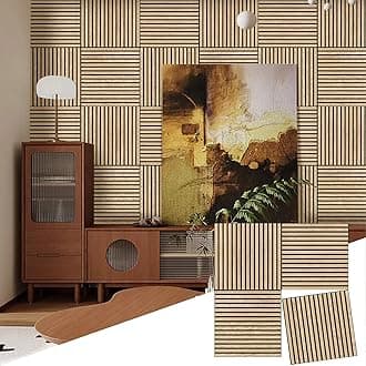 Acoustic Wood Panels for Wall 4-Pack - Natural Oak Veneer Soundproof Panels for Home & Office, 23.6" Wood Wall Panels with Noise Reduction (23.6" W x 23.6" L)