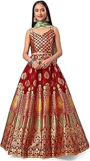 PURVAJAWomen's Jacquard Semi-Stitched Lehenga choli(Chahat)