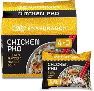 Snapdragon Chicken Pho Instant Noodle Packets 4-Pack | Rich Chicken Flavored Broth with Rice Noodles, Gluten Free, No Artificial Flavors, 4 2.1oz Packets