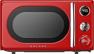 Galanz GLCMKA07RDR-07 Microwave Oven, LED Lighting, Pull Handle Design, Child Lock,Retro Red, 0.7 Cu.Ft
