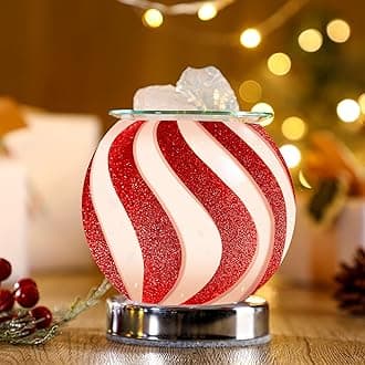 Baquler Christmas Wax Melt Warmer Dimmable Electric Candy Cane Ball Decor Plug-in Scented Oil Burner for Home Fragrance, Christmas Cozy Gift for Women, Family, Home Table Decor