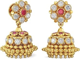 22k (916) Purity | BIS Certified | Gold Floral Cluster Jhumki For Women