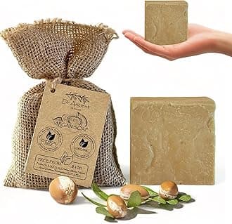 Argan Soap Bar, Organic Soap Bars Handcrafted the Traditional Way, Natural Chemical-Free, Vegan, Used for Face Wash, Body Wash, Hand Cleansing and Daily Skin Care, Gentle Cleanser