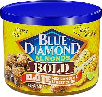 Blue Diamond Almond Bold Elote Street Corn Flavored Snack Nuts, Non-GMO, Kosher, No Gluten Ingredients or Artificial Flavors, Great Size for On-The-Go, Lunch, Kids and Adults, 6 oz. can
