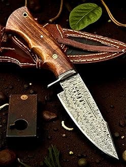 Handmade Damascus Steel 9 Inches Full Tang Skiner Knife - Solid Blank Blade