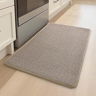 Kitchen Floor Mats, Washable Rubber Backing Absorbent Farmhouse Non Slip Runner Rugs for Sink for Front, Hallway, Home, Laundry Room (Beige, 17.3"x47")
