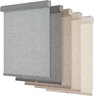 Persilux Light Filtering Roller Shades for Windows,Cordless,Linen Fabric,Roller Blinds,Thermal Insulated Fabric UV Protection Shades for Home,Office,Bedroom,Door,Light Filtering-Grey,51" W X 64" H