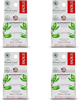 Peppermint Dental Floss 55 Yards Vegan & Non-Toxic Oral Care Boost & Designed to Help Fight Plaque Clear - Pack of 4