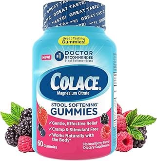 Stool Softener Gummies, Gentle Dependable Constipation Relief Magnesium Citrate Gummies, No.1 Doctor Recommended Stool Softener Brand, Berry Flavored 60ct