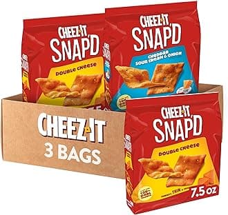 Cheez-It Snap'd, Cheese Crackers Chips, Thin Crisps, Lunch Snacks, Variety Pack, 22.5oz Box (3 Bags)