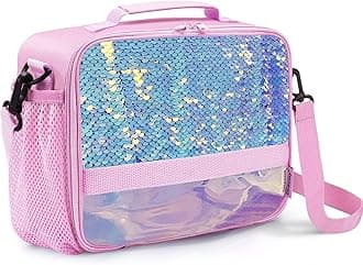 Kids Lunch Box Insulated Kids Lunch Bag,Lunch Box for Girls with Strap and Bottle Holder,Lunch Box for Kids, Toddler Lunch Box with Zipper-Pockets,Girls lunch box Keep Food Cold&Warm for Long Time