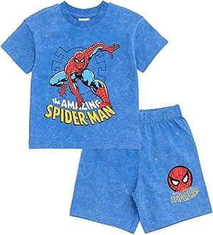 Marvel T-Shirt and French Terry Shorts Outfit Set Infant to Big Kid Sizes (12 Months - 18-20)