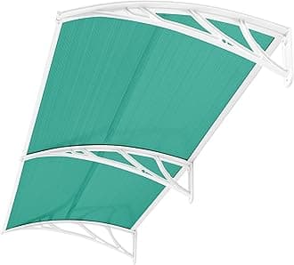 Blisswood Outdoor Door Canopy Rain Shelter Awning Canopy Waterproof Window Roof Cover for Front & Back Door Porch Canopy Rain Protector Polycarbonate Roofing Sheets Awning (190 x 100 cm, Green)