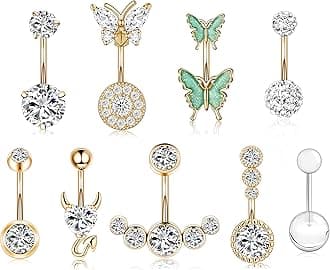 Shakalaka Surgical Steel Belly Button Ring for Women with Cute Butterfly Navel Rings Piercing Jewelry Pack