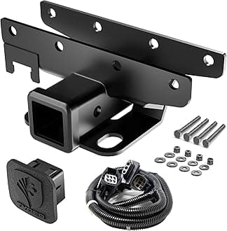 Towing Combo: 2inch Receiver Hitch & Wiring Harness & Hitch Cover Fits 2007-2018 Wrangler JK 2Dr & 4Dr (Exclude 2018 JL Models)