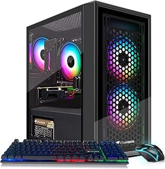 STGAubron Gaming PC Computer Desktop, Radeon RX 560 4G, Intel i7 Xeon E5 up to 3.0GHz, 16GB RAM, 512GB SSD, WiFi, BT 5.0, RGB Fan x3, Windows 11 Home