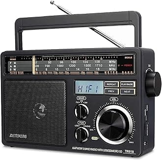 Retekess TR618 Portable AM FM Radio with SD, Micro SD and USB Support - Best Reception for Home, Kitchen or Drive