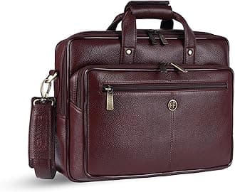 HAMMONDS FLYCATCHER Genuine Leather Office Bag for Men for 15.6 Inch Laptop - Laptop Bag For Men with Adjustable Strap & Multi Compartments - Ideal for Work and Travel - 1 Year Warranty - Brown
