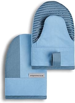 KitchenAid Beacon Two-Tone Mini Oven Mitt Set, 5.5"x8", Blue Velvet/Blue Heaven