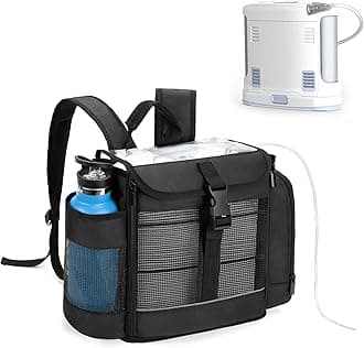 CURMIO Portable Oxygen Concentrator Backpack Compatible with Inogen One, Oxygo, Caire Units, SimplyGo Mini, POC Travel Bag for Machine and Accessories, Black