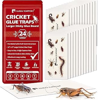 LULUCATCH Cricket & Insect Glue Traps 24 Pack, Adhesive Bug Catcher, Pre-Baited Spider Scorpion Trap, Non-Toxic Glue Boards Indoor for Home Catching Bugs,Small Mice & Rodents, Pet Safe Pest Control