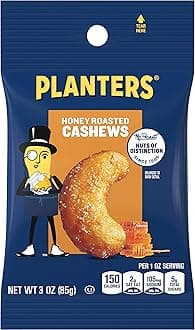 Deluxe Honey Roasted Whole Cashews, Sweet and Salty Snacks, Plant-Based Protein, 3 Oz Bag (Pack of 12)