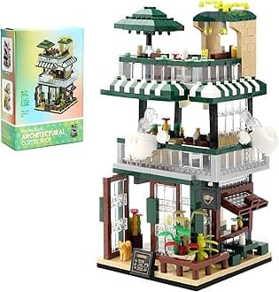 City Coffee Shop Building Block Set, Architecture Building House Kit for Adults and Teens Age 14+, Street View Construction Building Model, Gift for Christmas & Birthday (1025PCS)