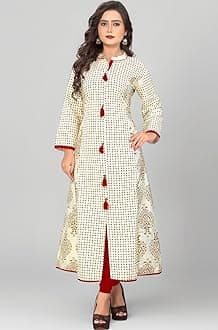 Vaikunth Fabrics Women's Cotton Floral Print A-Line Regular Fit Kurti