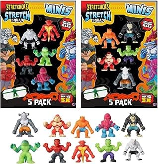 HOT BARGAINS Pack of 5 Mini Stretchy Monster Figures Gift Set (Stretches 3 Times The Size) Jump & start your Assorted Stretch Squad collection for Party Bag Fillers, Birthday