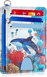 Mayski Slim Wallet, Credit Card Holder for Women, Minimalist Front Pocket RFID Blocking Card Cases, Small Wallet Women Men(Whale)