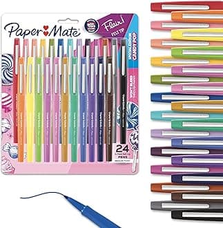 Paper Mate Flair Felt Tip Pens, Medium Point (0.7mm), Assorted Colors, 24 Count - Back to School, Teacher Supplies, Arts & Crafts