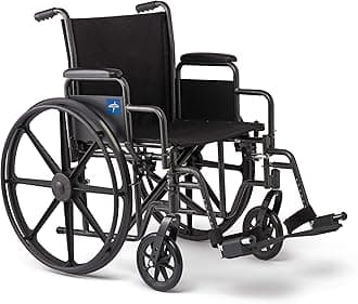 Medline Strong and Sturdy Wheelchair with Desk-Length Arms and Swing-Away Leg Rests for Easy Transfers, 16” Seat