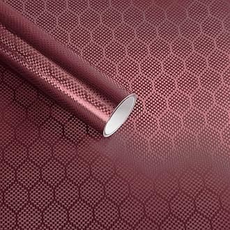 Lypumso Honeycomb Carbon Fiber Vinyl Wrap, Hex Pattern Vinyl Car Wrap with Air Release Technology, Self-Adhesive DIY Auto Exterior Interior Decor Film Sticker (Dark Red, 1ft x 5ft)